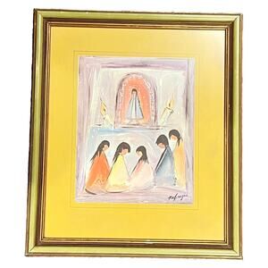 Ted DeGrazia Framed Art Print American Indian Very Very Silently Praying 23x19"